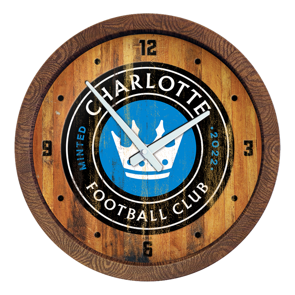 Charlotte FC: Weathered "Faux" Barrel Top Clock  