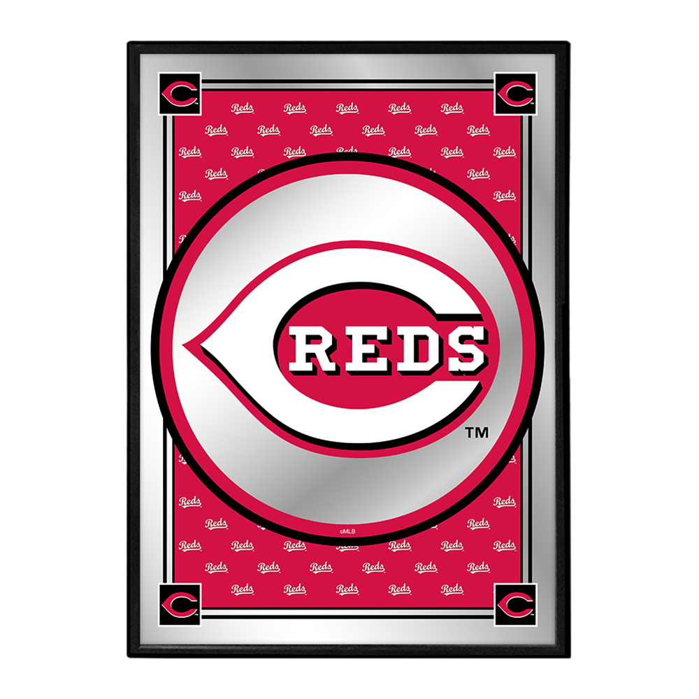 Cincinnati Reds Vertical Team Spirit - Framed Mirrored Wall Sign  