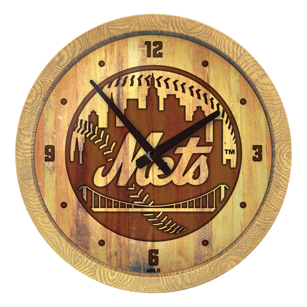 New York Mets Branded "Faux" Barrel Top Clock  
