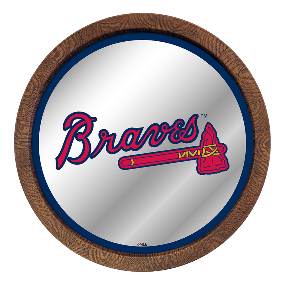 Atlanta Braves "Faux" Barrel Top Mirrored Wall Sign  