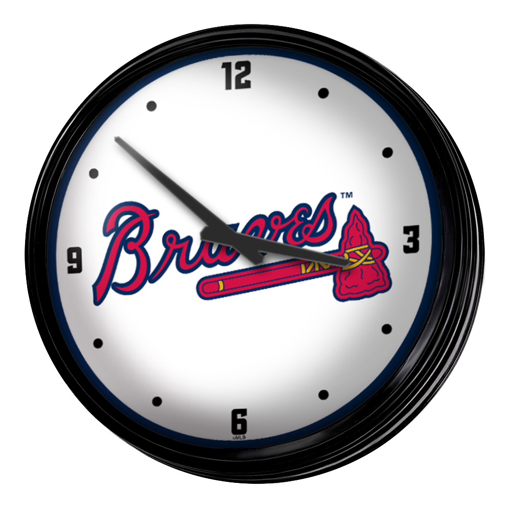 Atlanta Braves Wordmark - Retro Lighted Wall Clock  