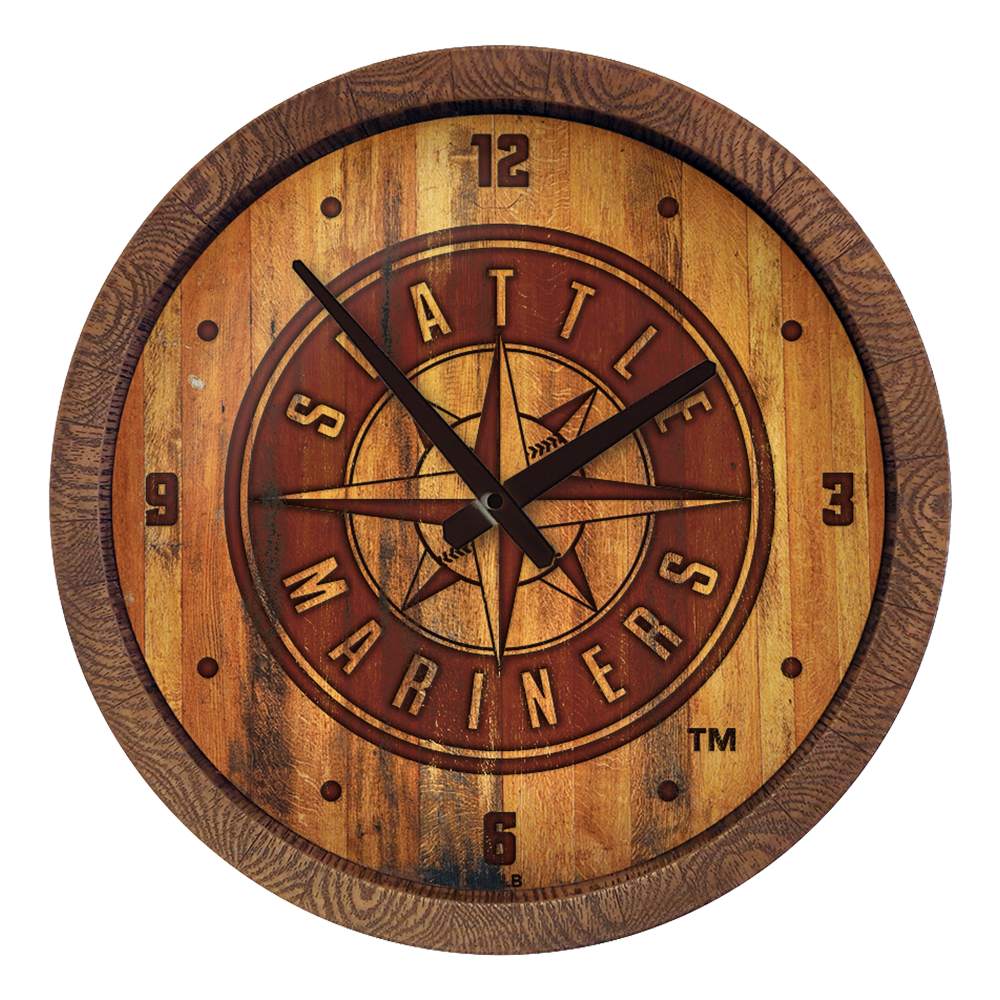 Seattle Mariners: Branded "Faux" Barrel Top Clock   
