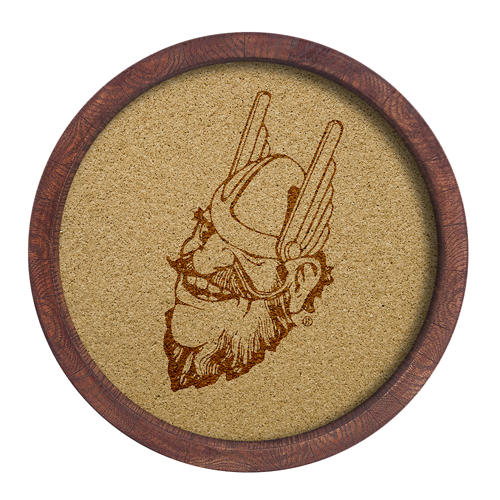 Idaho Vandals Mascot - "Faux" Barrel Framed Cork Board  
