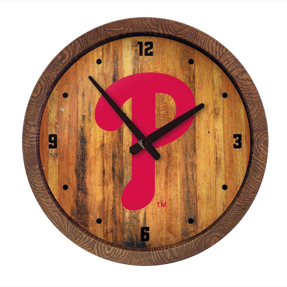 Philadelphia Phillies: Logo - "Faux" Barrel Top Clock   