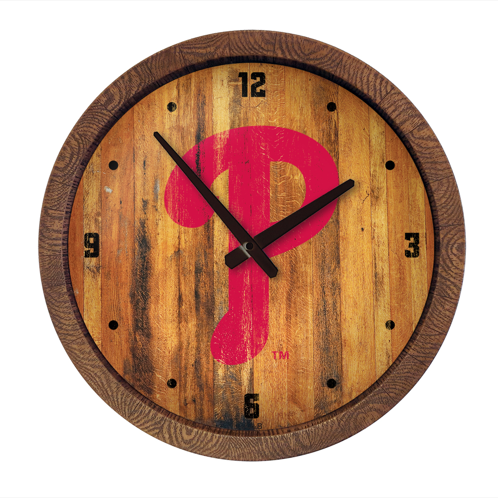 Philadelphia Phillies: Logo - Weathered "Faux" Barrel Top Clock   