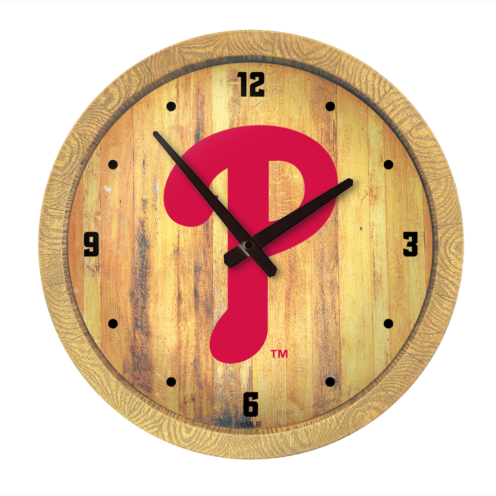 Philadelphia Phillies: Logo - "Faux" Barrel Top Clock   