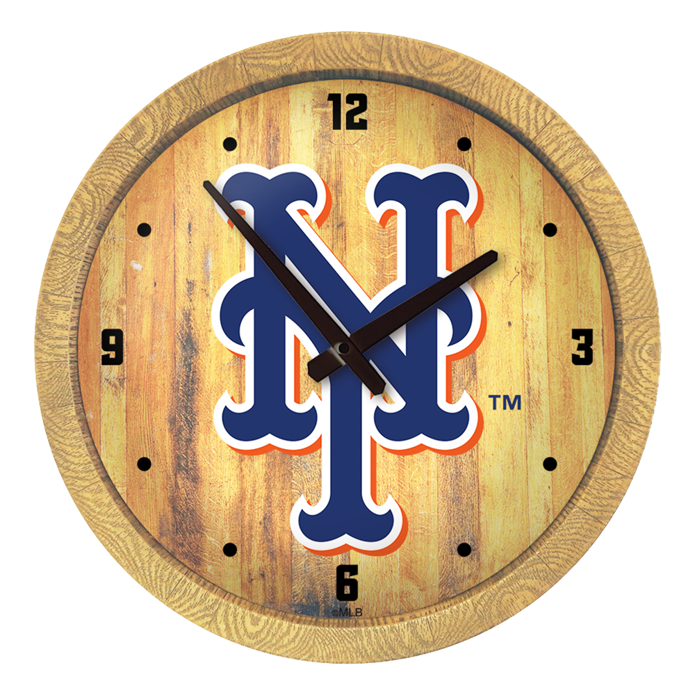 New York Mets Logo - "Faux" Barrel Top Clock  