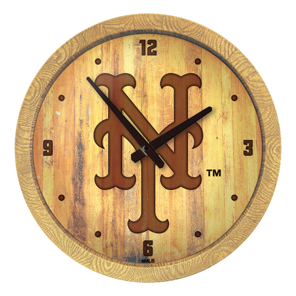 New York Mets Logo - Branded "Faux" Barrel Top Clock  