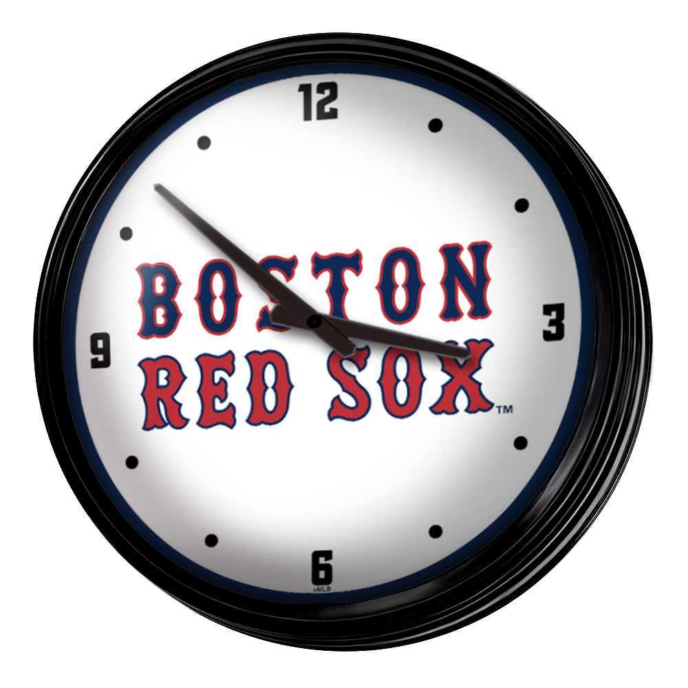 Boston Red Sox Wordmark - Retro Lighted Wall Clock  