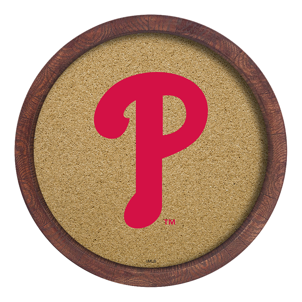 Philadelphia Phillies Logo - "Faux" Barrel Framed Cork Board  
