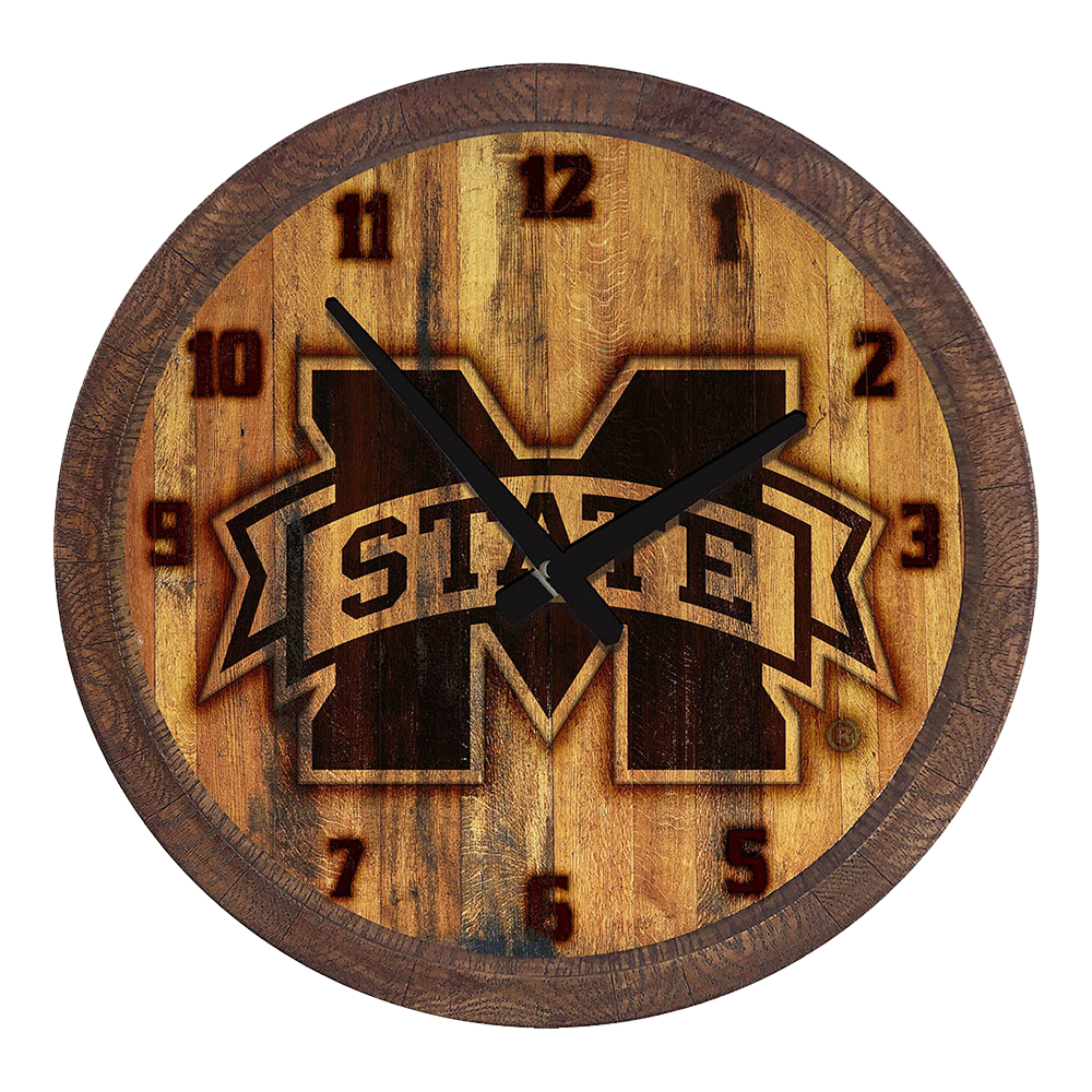 Mississippi State Bulldogs Branded "Faux" Barrel Top Wall Clock  