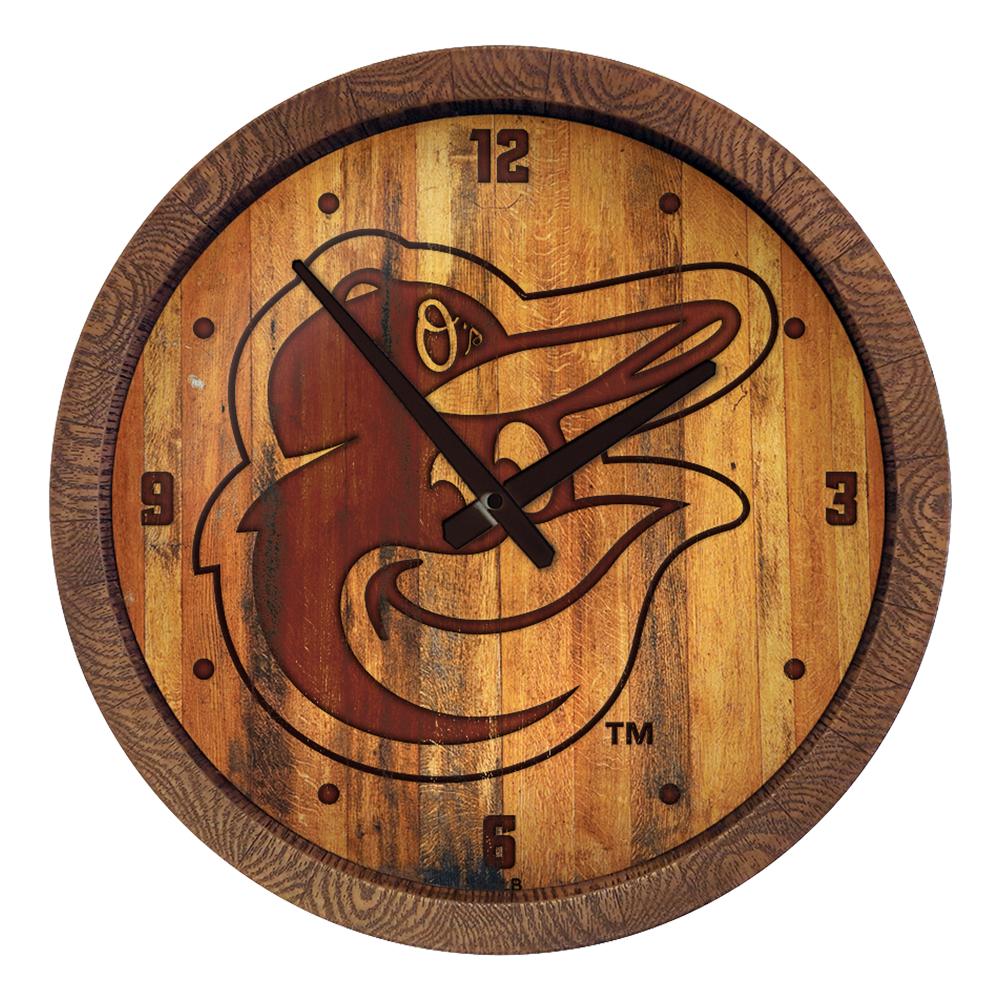 Baltimore Orioles: Branded "Faux" Barrel Top Clock   