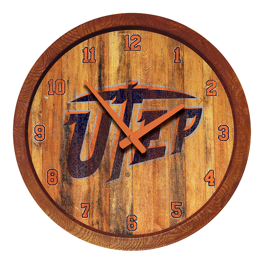 UTEP Miners Weathered "Faux" Barrel Top Wall Clock  