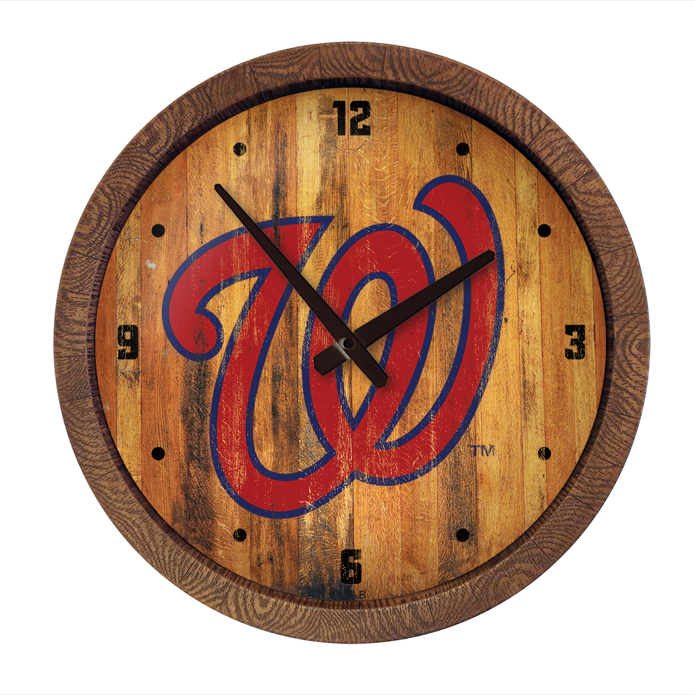 Washington Nationals: Logo - Weathered "Faux" Barrel Top Clock   