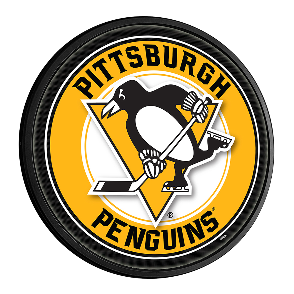 Pittsburgh Penguins Round Slimline Lighted Wall Sign  