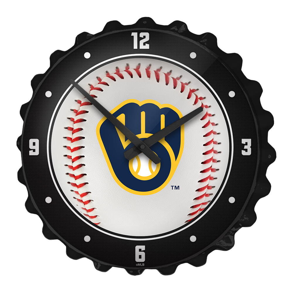 Milwaukee Brewers Baseball - Bottle Cap Wall Clock  