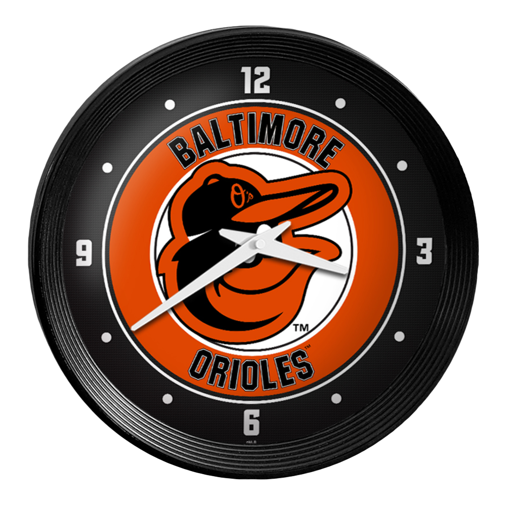 Baltimore Orioles: Ribbed Frame Wall Clock   