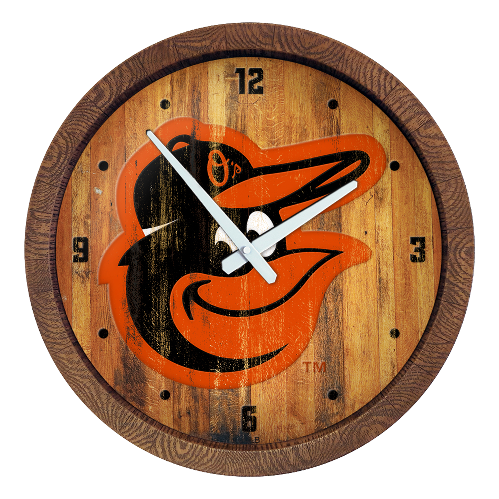 Baltimore Orioles: Weathered "Faux" Barrel Top Clock   