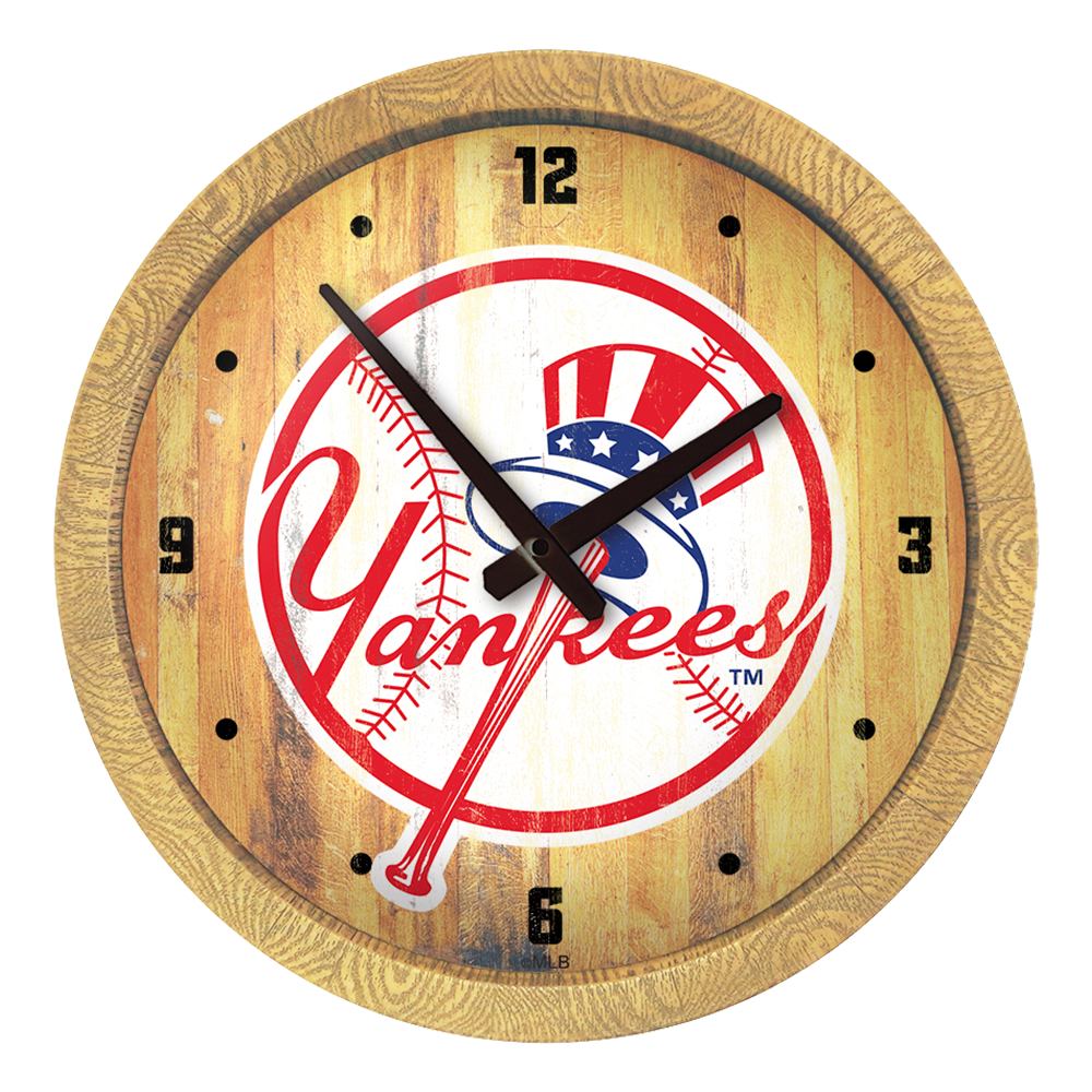 New York Yankees Weathered "Faux" Barrel Top Clock  