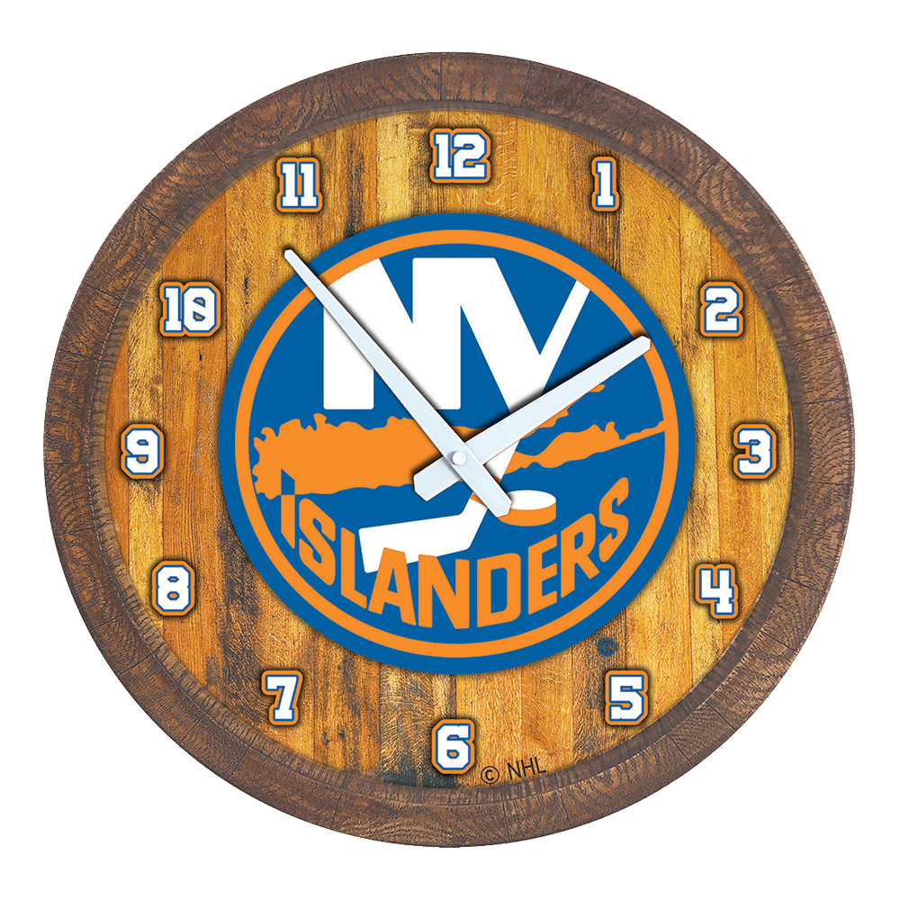 New York Islanders "Faux" Barrel Top Wall Clock  