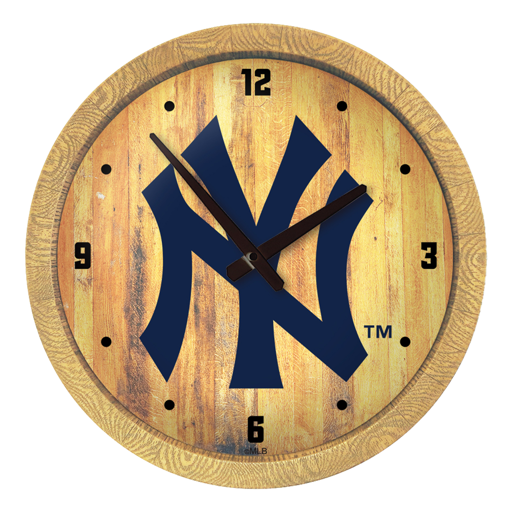New York Yankees Logo - "Faux" Barrel Top Clock  
