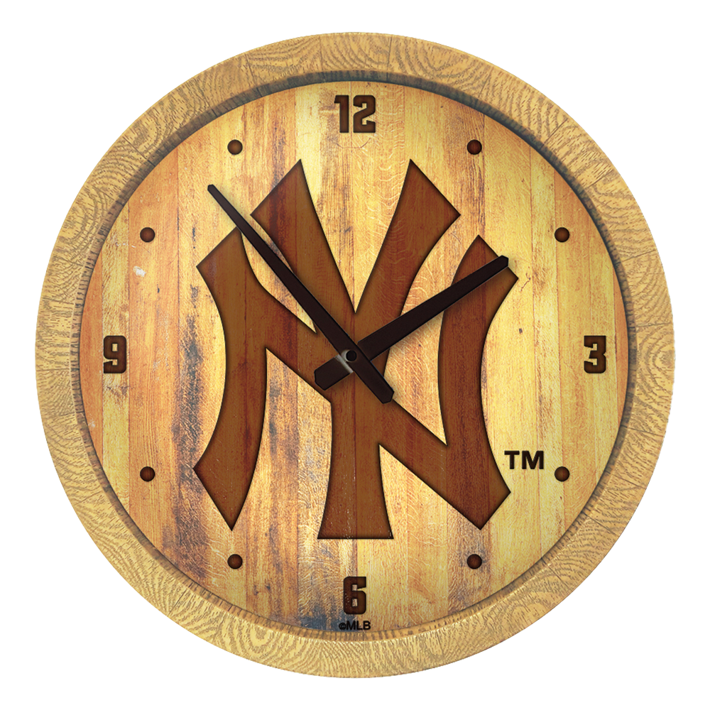 New York Yankees Logo - Branded "Faux" Barrel Top Clock  