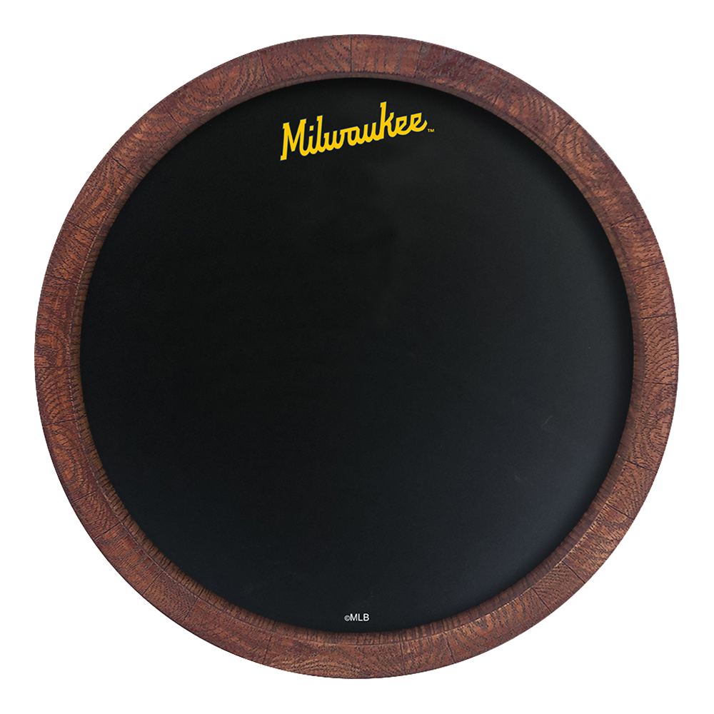 Milwaukee Brewers Logo - Chalkboard "Faux" Barrel Top Sign  