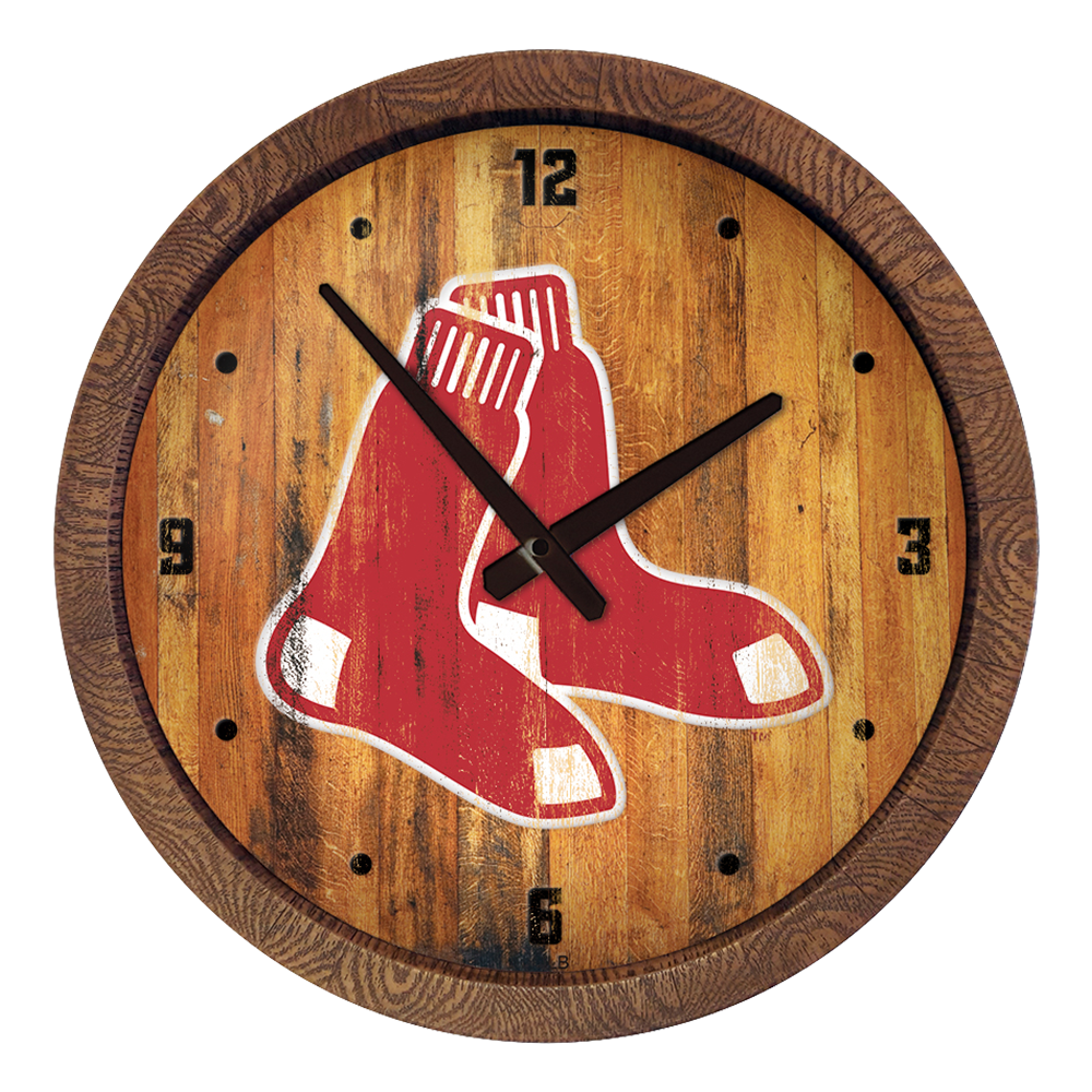 Boston Red Sox Weathered "Faux" Barrel Top Clock  