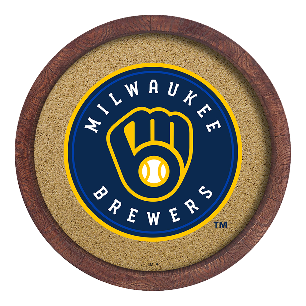 Milwaukee Brewers "Faux" Barrel Framed Cork Board  