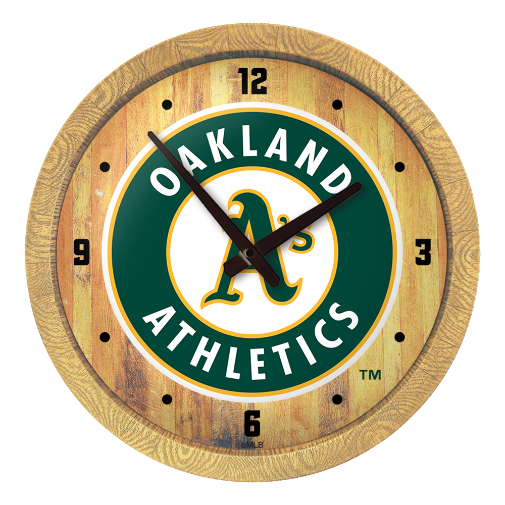 Oakland Athletics "Faux" Barrel Top Clock  
