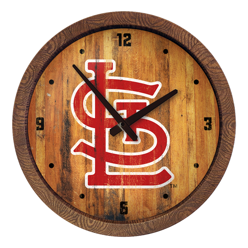 St. Louis Cardinals: Logo - Weathered "Faux" Barrel Top Clock   