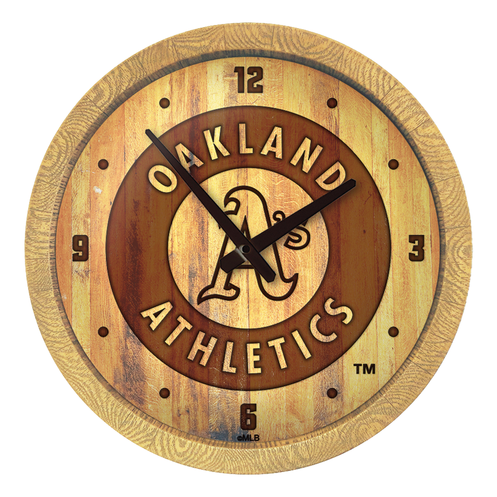 Oakland Athletics Branded "Faux" Barrel Top Clock  