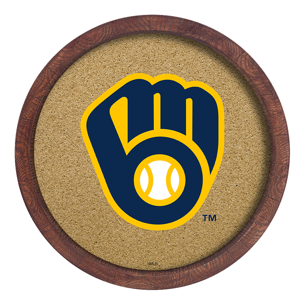 Milwaukee Brewers Logo - "Faux" Barrel Framed Cork Board  