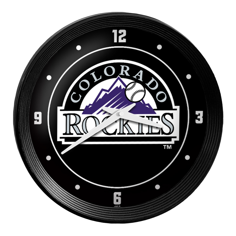 Colorado Rockies Logo - Ribbed Frame Wall Clock  