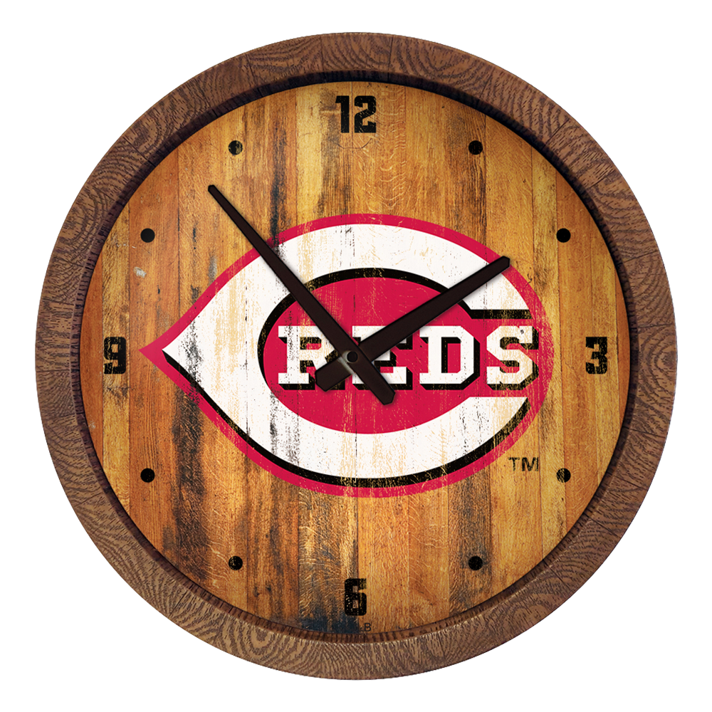 Cincinnati Reds Weathered "Faux" Barrel Top Clock  