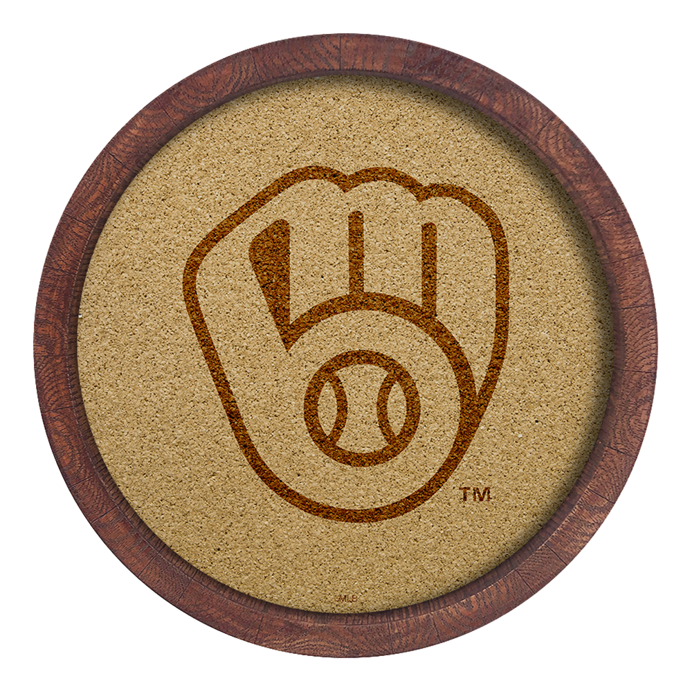 Milwaukee Brewers Logo - "Faux" Barrel Framed Cork Board  