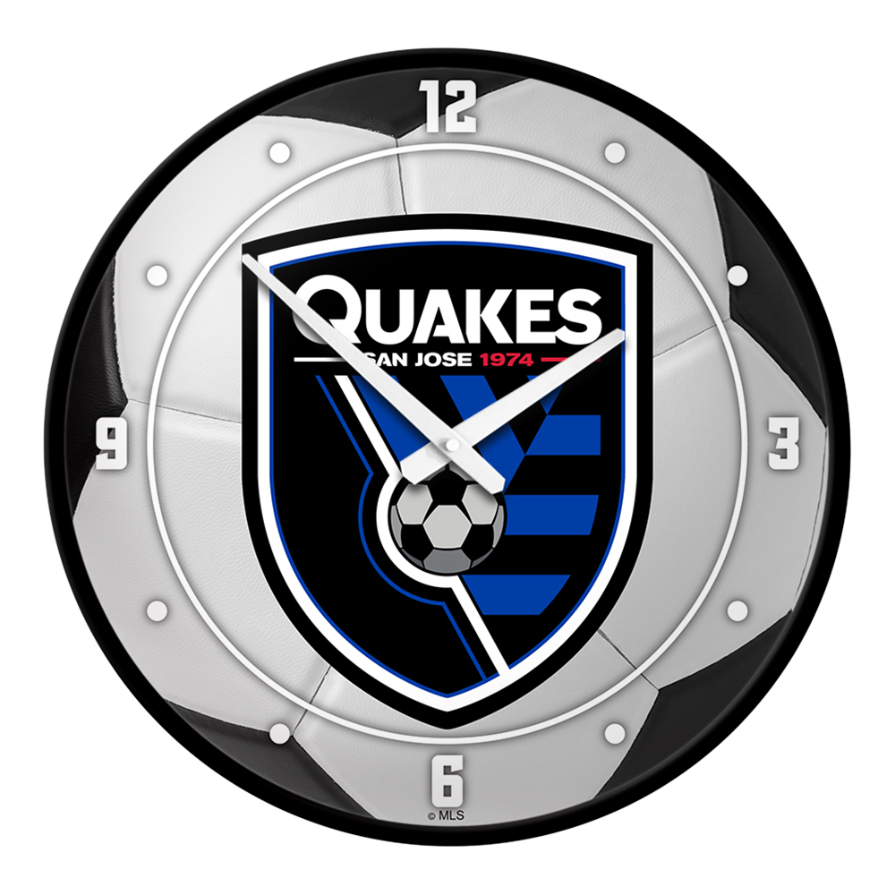 San Jose Earthquakes: Soccer Ball - Modern Disc Wall Clock