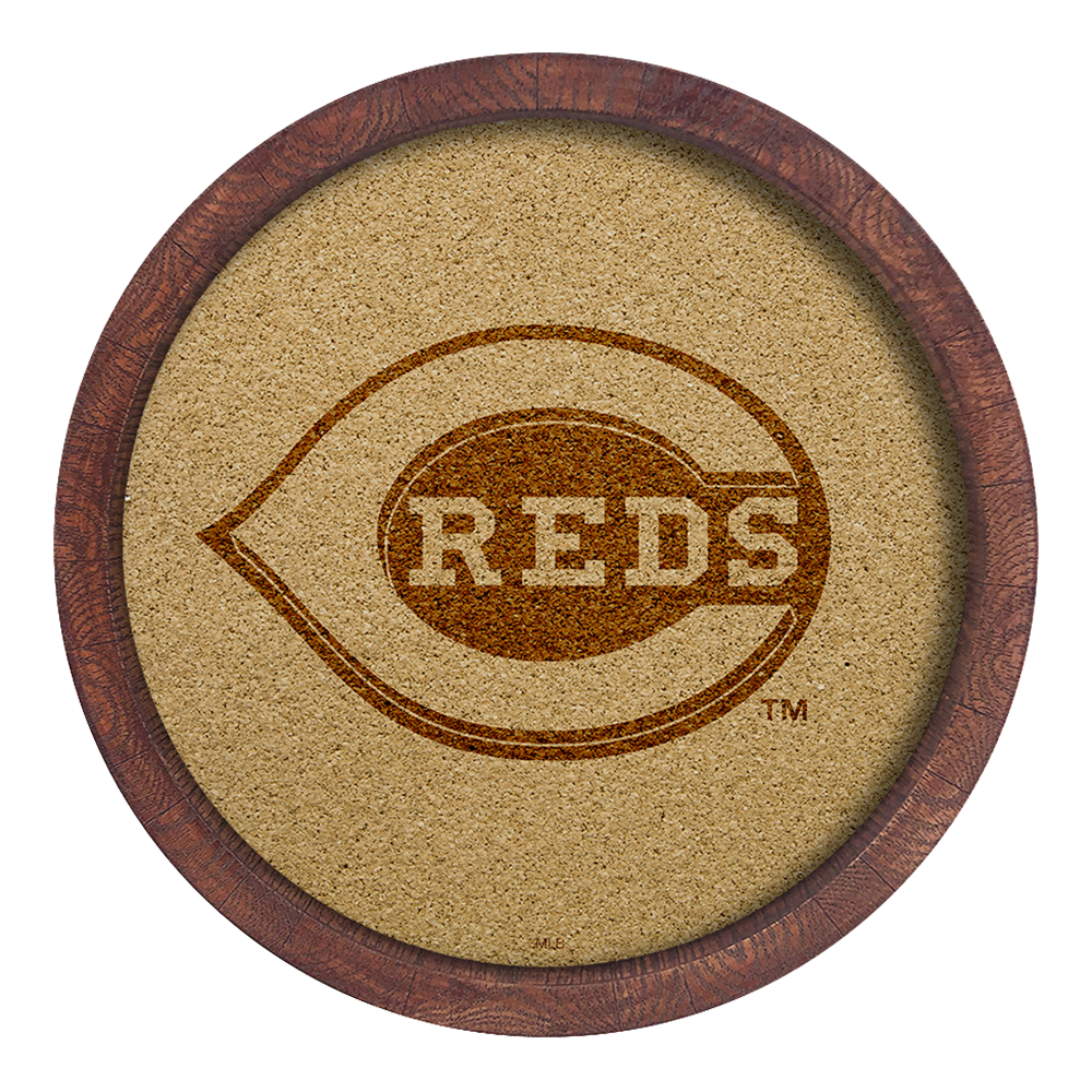 Cincinnati Reds Logo - "Faux" Barrel Framed Cork Board  
