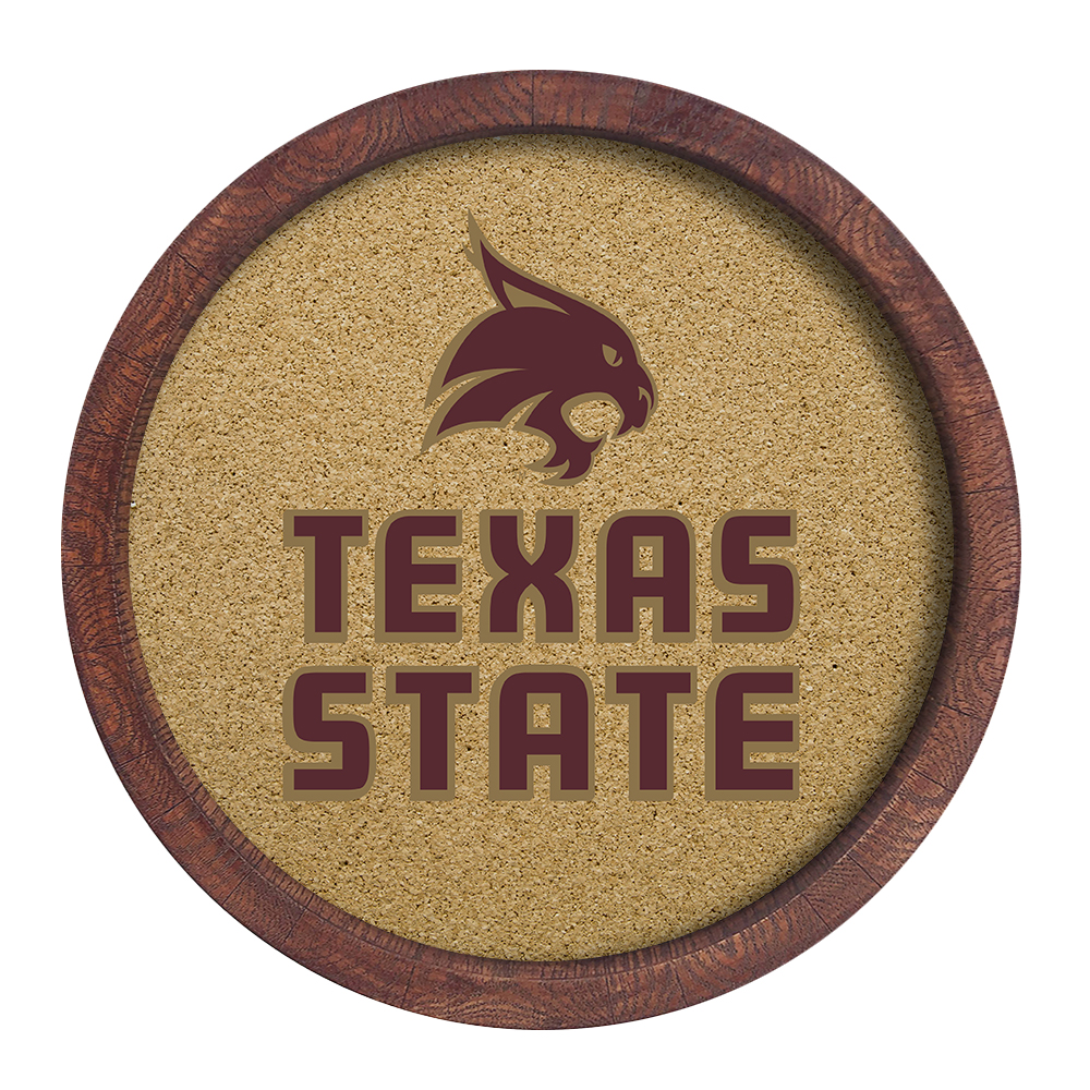 Texas State Bobcats "Faux" Barrel Framed Cork Board  