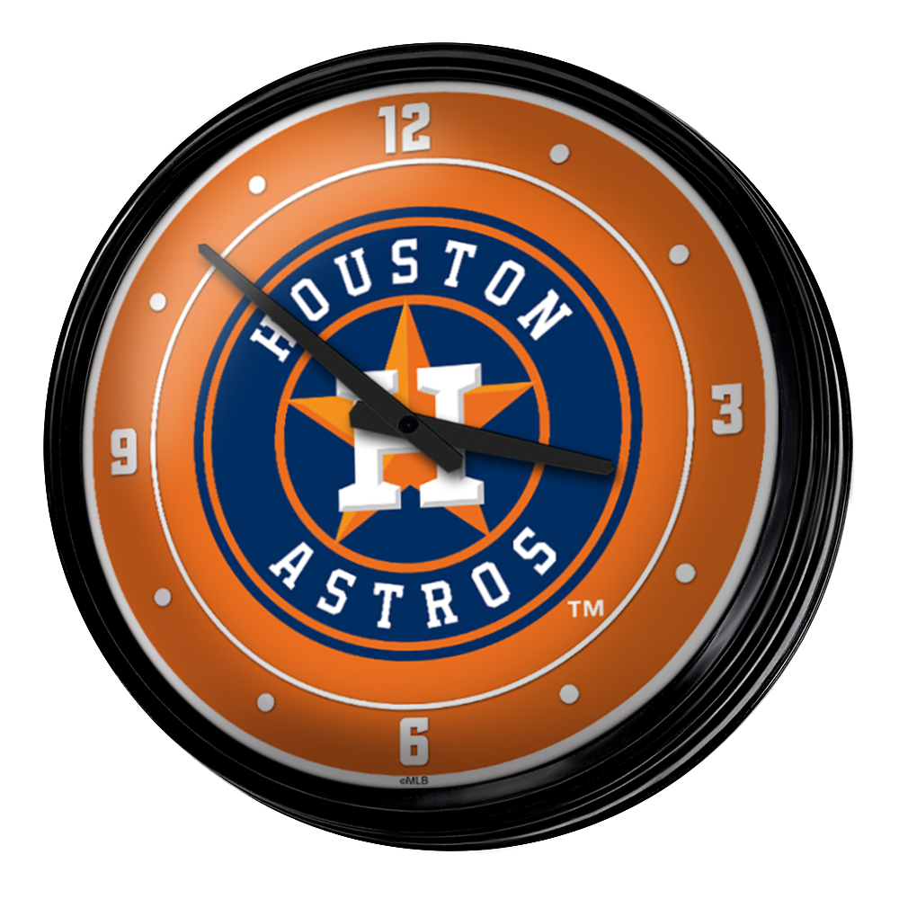 Houston Astros Wordmark - Retro Lighted Wall Clock  