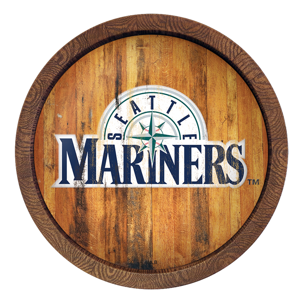 Seattle Mariners: Wordmark - Weathered "Faux" Barrel Top Sign   