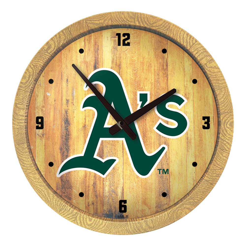 Oakland Athletics Logo - "Faux" Barrel Top Clock  