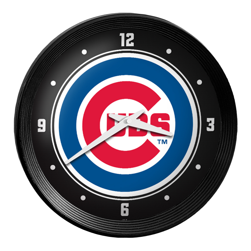 Chicago Cubs Ribbed Frame Wall Clock  