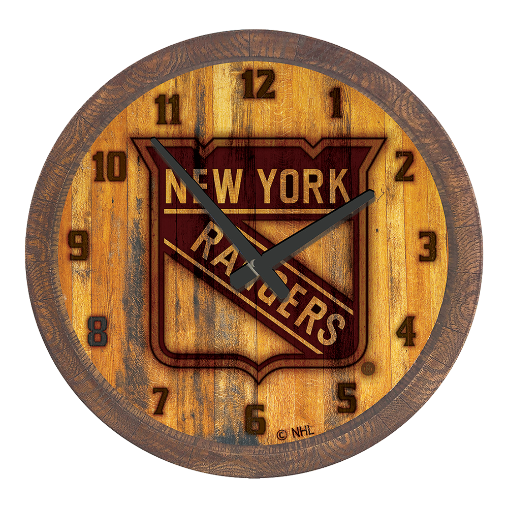 New York Rangers Branded "Faux" Barrel Top Wall Clock  