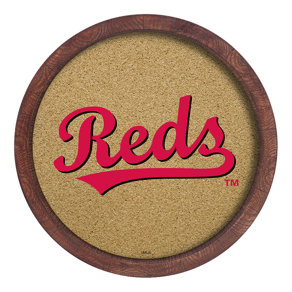 Cincinnati Reds "Faux" Barrel Framed Cork Board  
