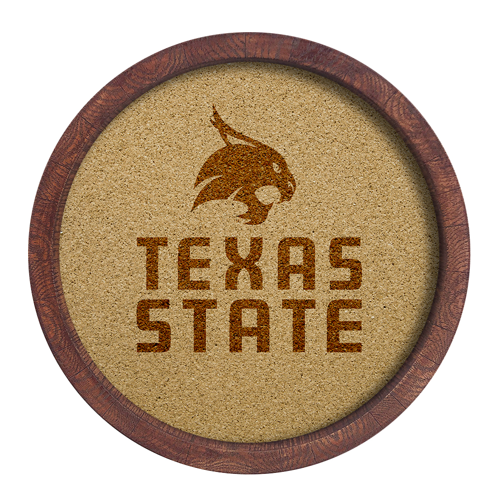 Texas State Bobcats "Faux" Barrel Framed Cork Board  