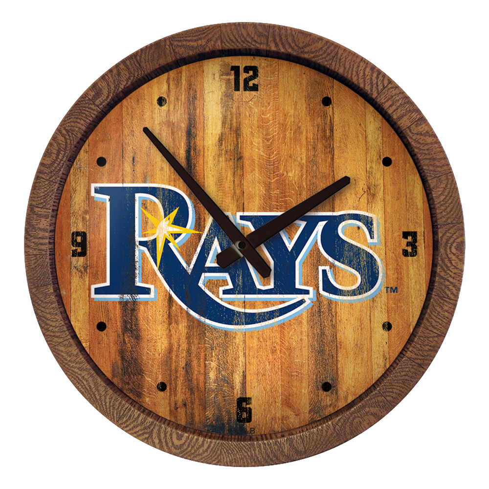 Tampa Bay Rays Weathered "Faux" Barrel Top Clock  