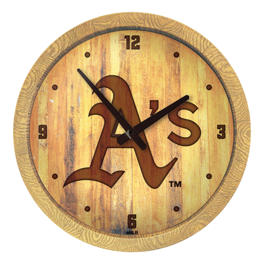 Oakland Athletics Logo - Branded "Faux" Barrel Top Clock  