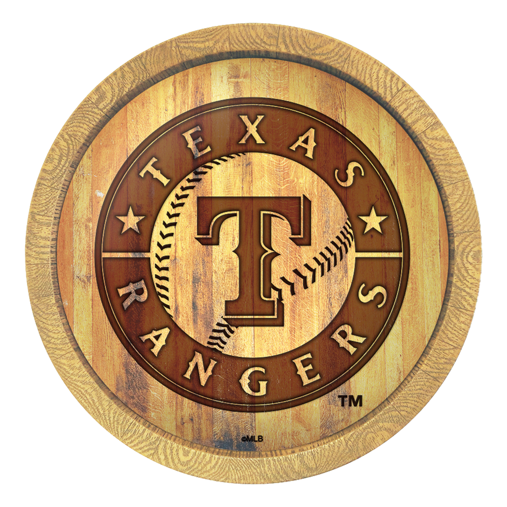 Texas Rangers Branded "Faux" Barrel Top Sign  