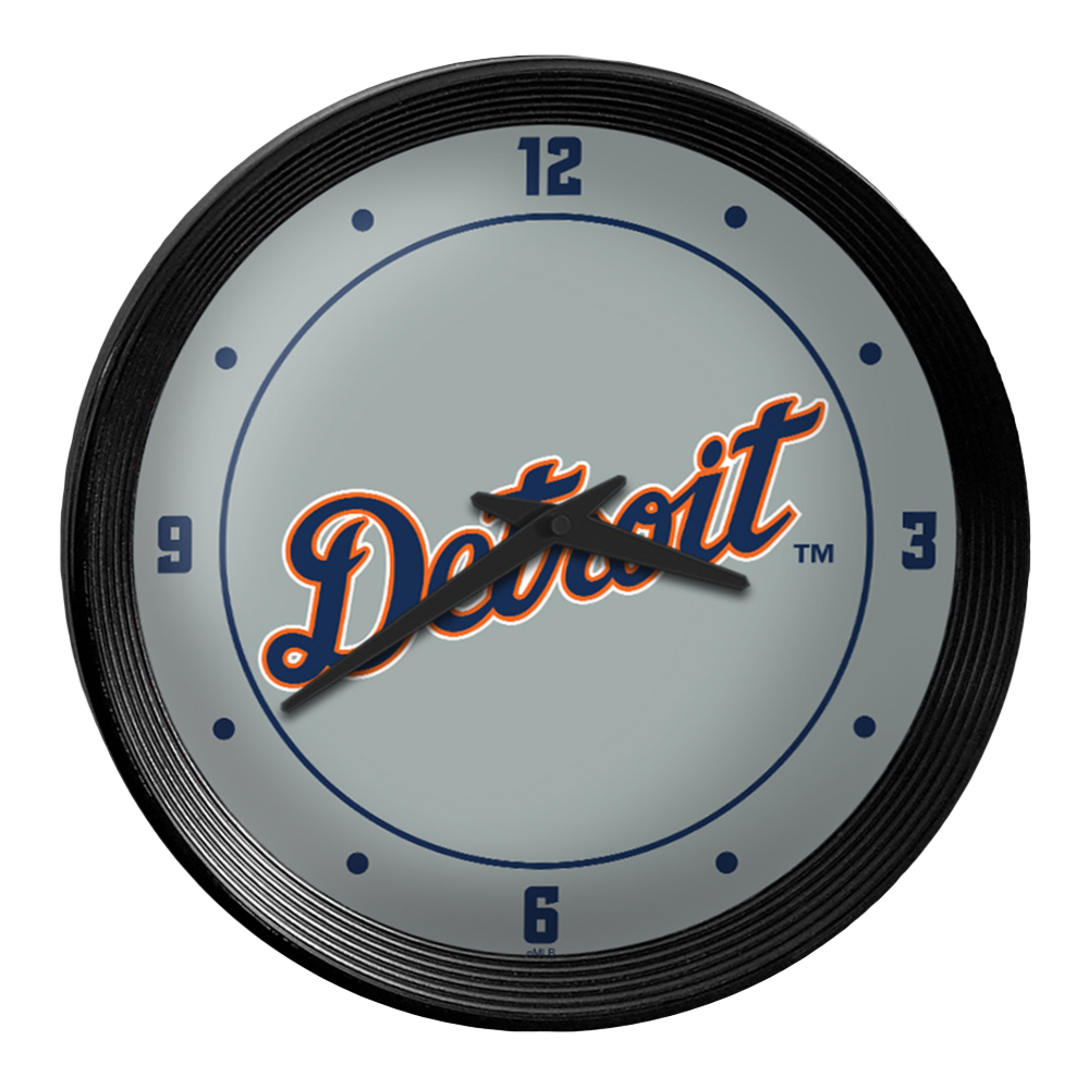 Detroit Tigers Wordmark - Ribbed Frame Wall Clock  
